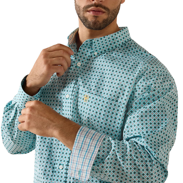 Ariat Men's Wrinkle Free Andy Angel Blue Print Shirt