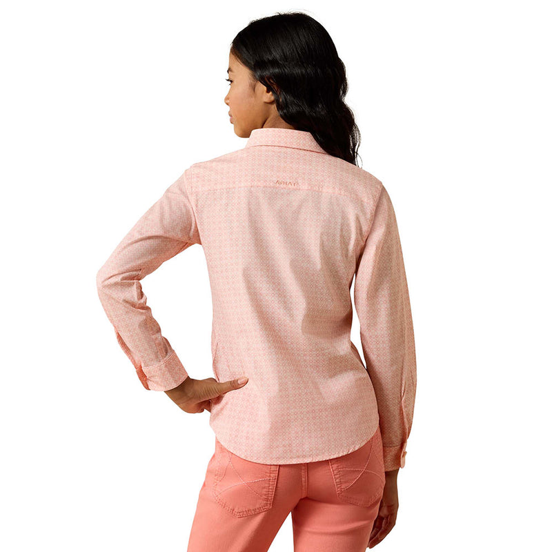 Ariat Girl's Tropical Peach Geo Print Kirby Shirt