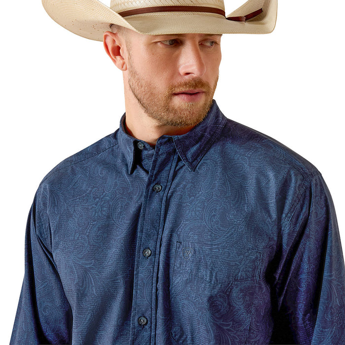 Ariat Men's Navy Print 360 Airflow Classic Shirt