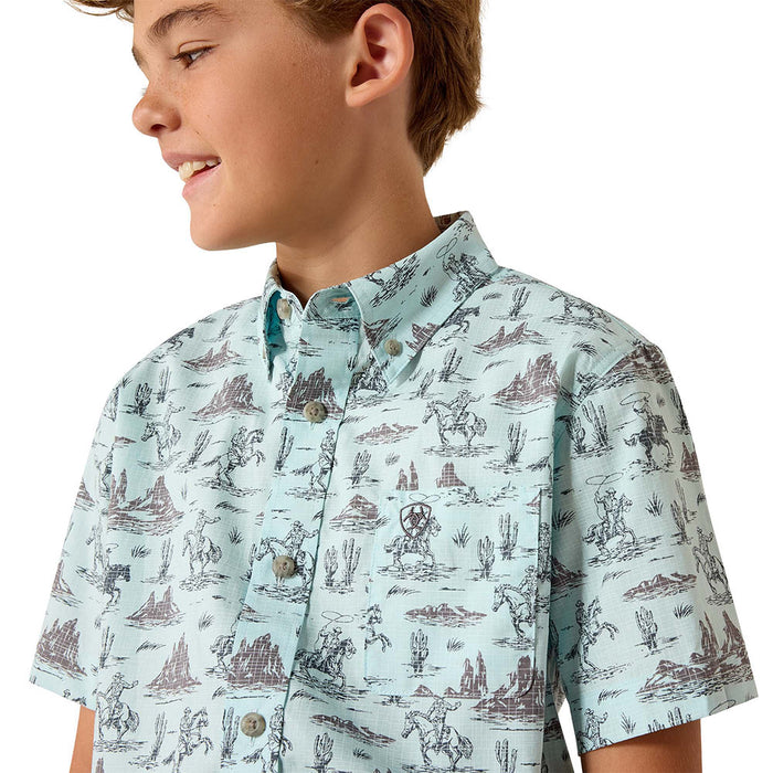 Ariat Boy's Blue Glow Button Shirt