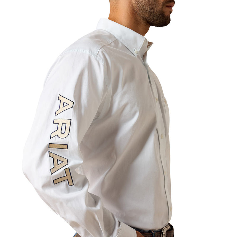 Ariat Men's Team Logo White & Khaki Shirt