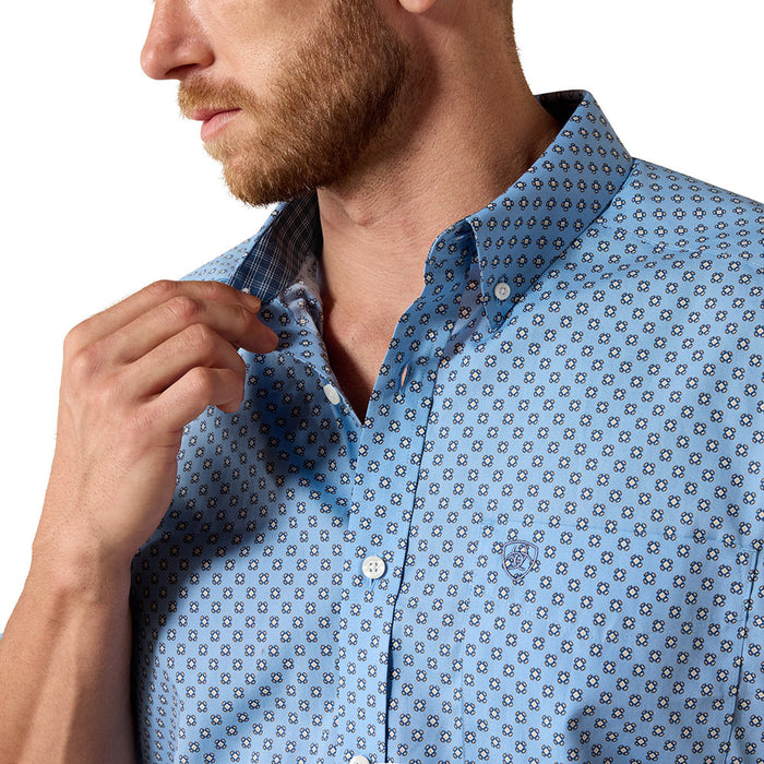 Ariat Men's Wrinkle Free Blissful Blue Print Cash Shirt