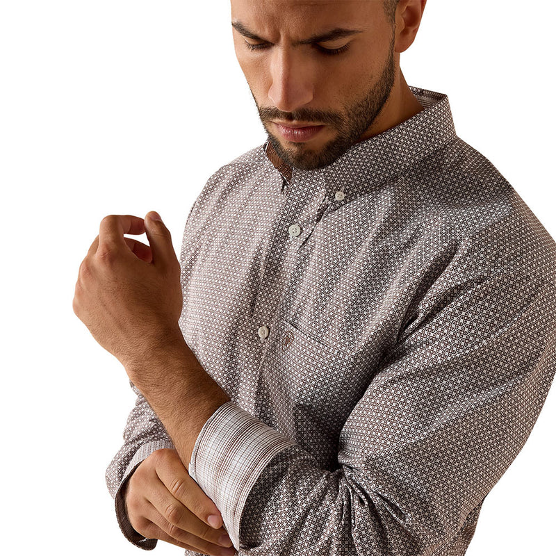 Ariat Men's Wrinkle Free Alden Chestnut Print Shirt