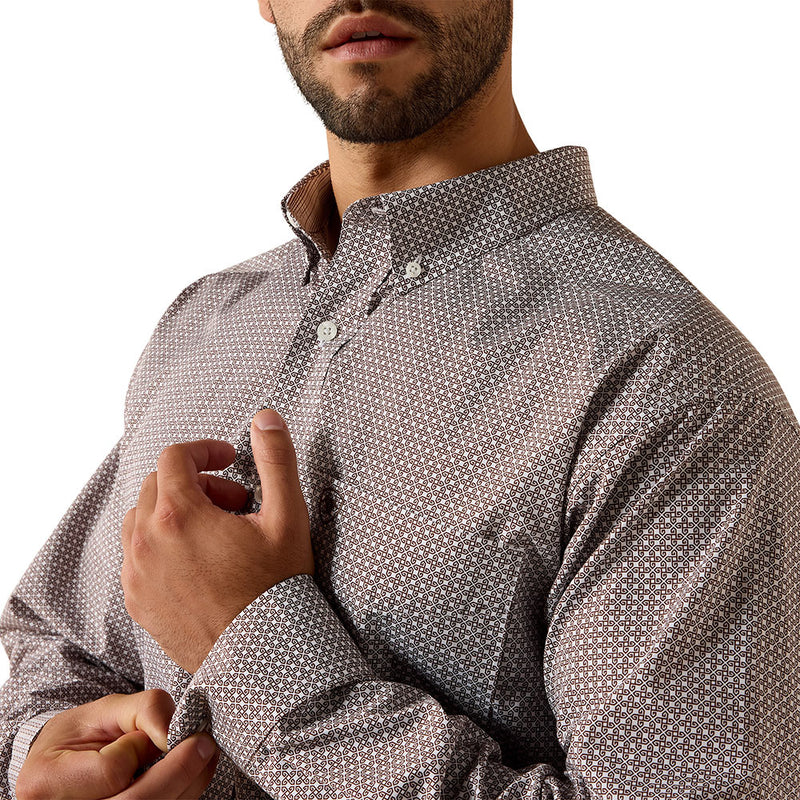 Ariat Men's Wrinkle Free Alden Chestnut Print Shirt