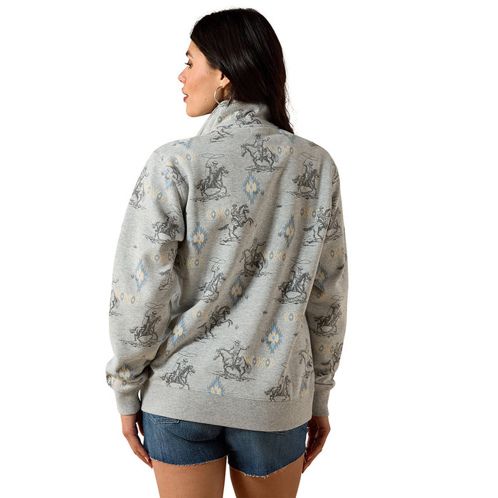 Ariat Women's Grey Rodeo Print 1/2 Zip Sweatshirt