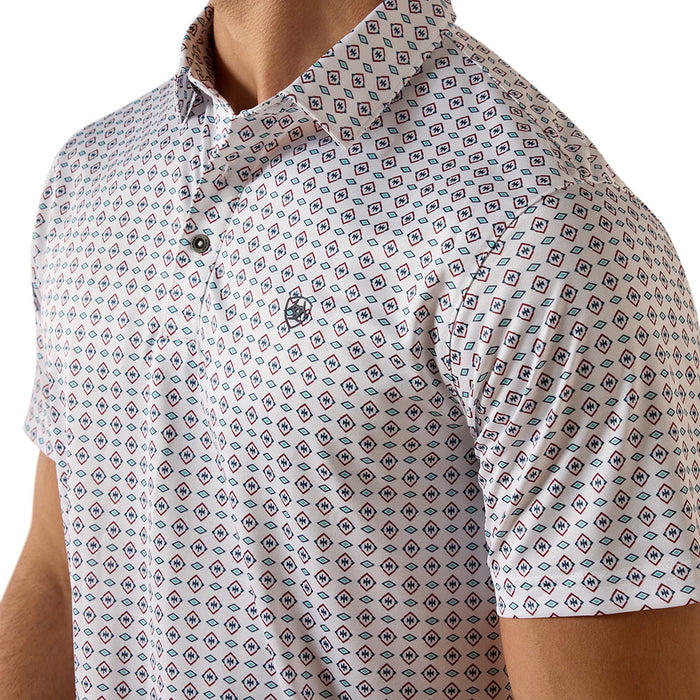 Ariat Men's White Southwest Print Polo
