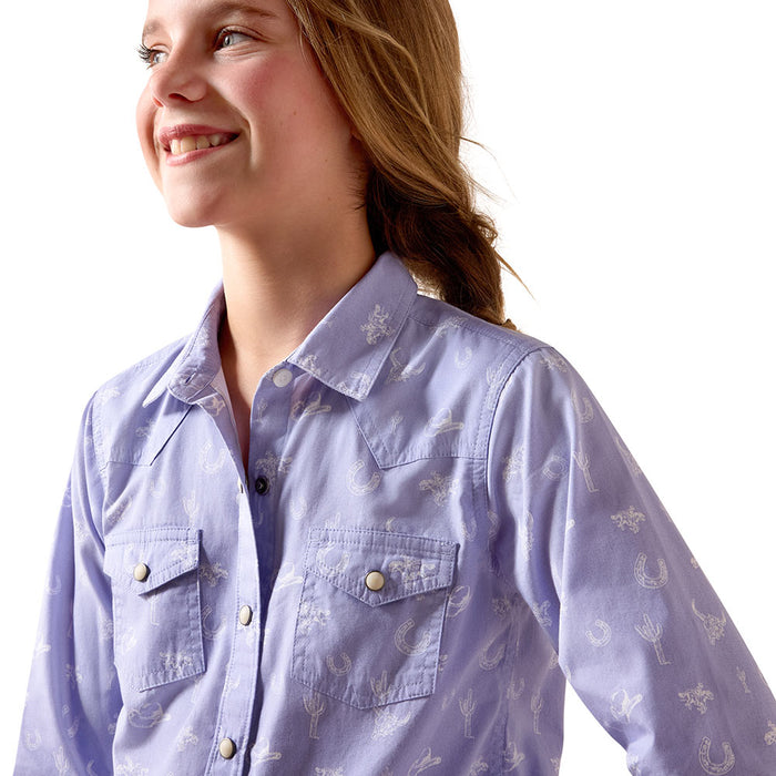 Ariat Girl's Western Motif Lavender Shirt
