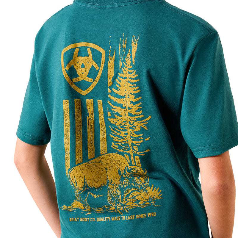 Ariat Boy's Mediterranean Bison Wander Flag Tee Shirt