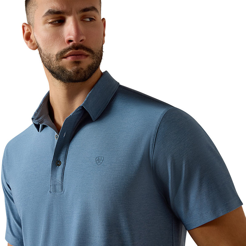 Ariat Men's Captain's Blue Fitted Charger 2.0 Polo
