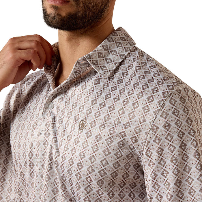 Ariat Men's Taupe Grey All Over Print Polo