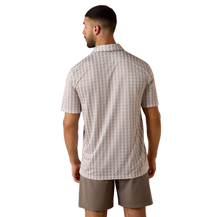 Ariat Men's Taupe Grey All Over Print Polo