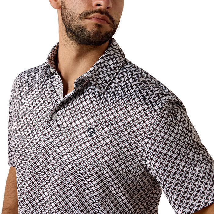 Ariat Men's White Geo Print Polo