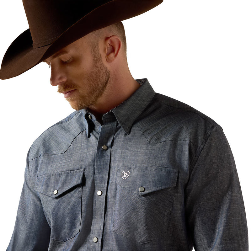 Ariat Men's Chambray Blue Wrinkle Free Slub Shirt