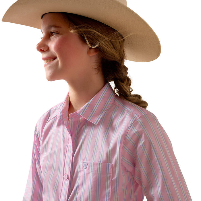Ariat Girl's Kirby Pink Lavender Stripe Shirt