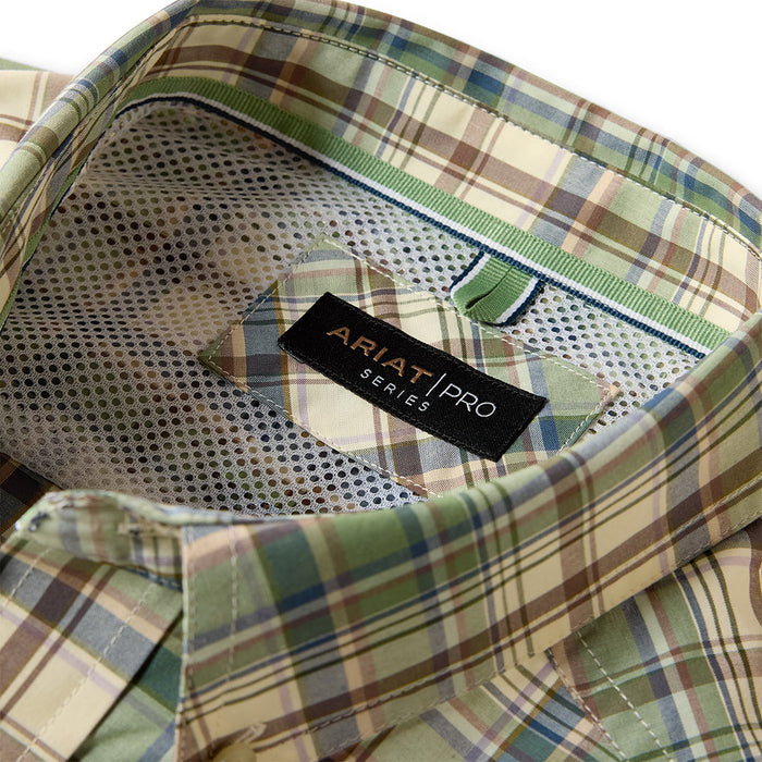Ariat Men's Pro Sebastian Bronze Green Plaid Shirt