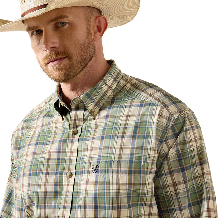 Ariat Men's Pro Sebastian Bronze Green Plaid Shirt