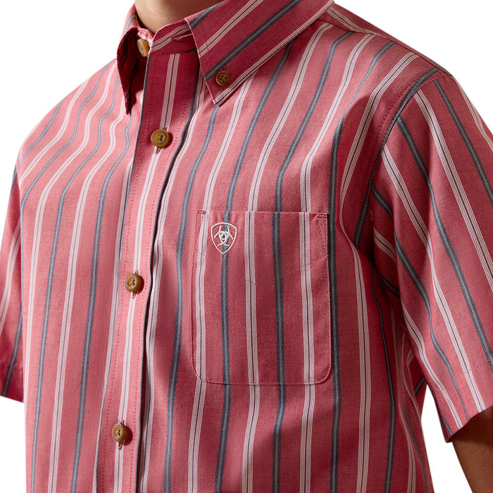 Ariat Boy's Hibiscus Red Stripe Pro Series Bobby Shirt