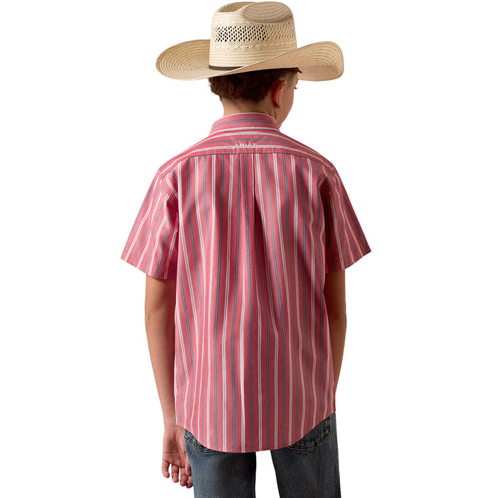 Ariat Boy's Hibiscus Red Stripe Pro Series Bobby Shirt