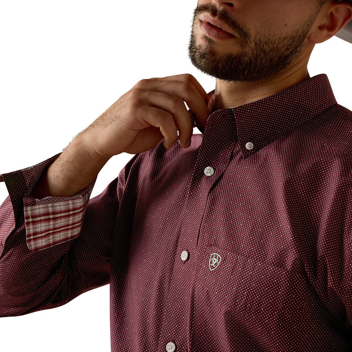 Ariat Men's Red Mahogany Wrinkle Free Wrenly Shirt