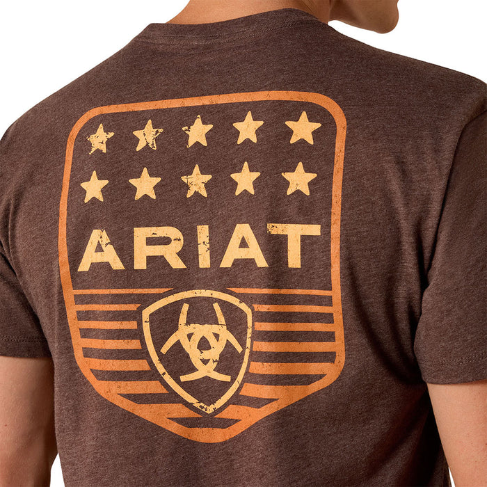 Ariat Men's Stripe Patriotic Badge Brown Tee Shirt