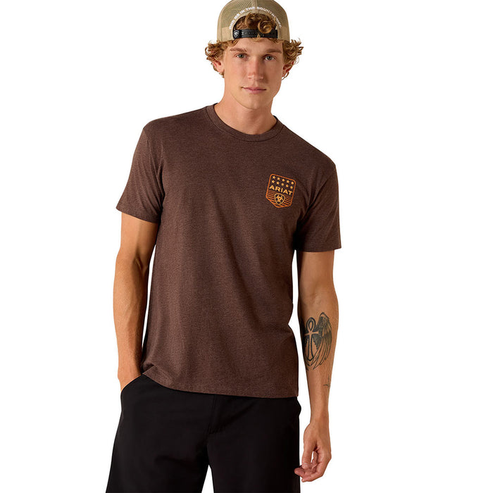 Ariat Men's Stripe Patriotic Badge Brown Tee Shirt