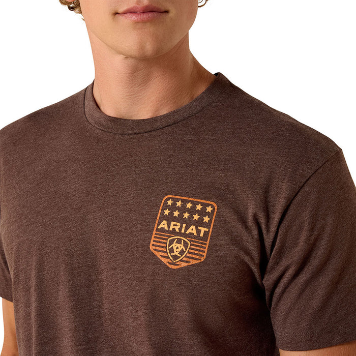 Ariat Men's Stripe Patriotic Badge Brown Tee Shirt