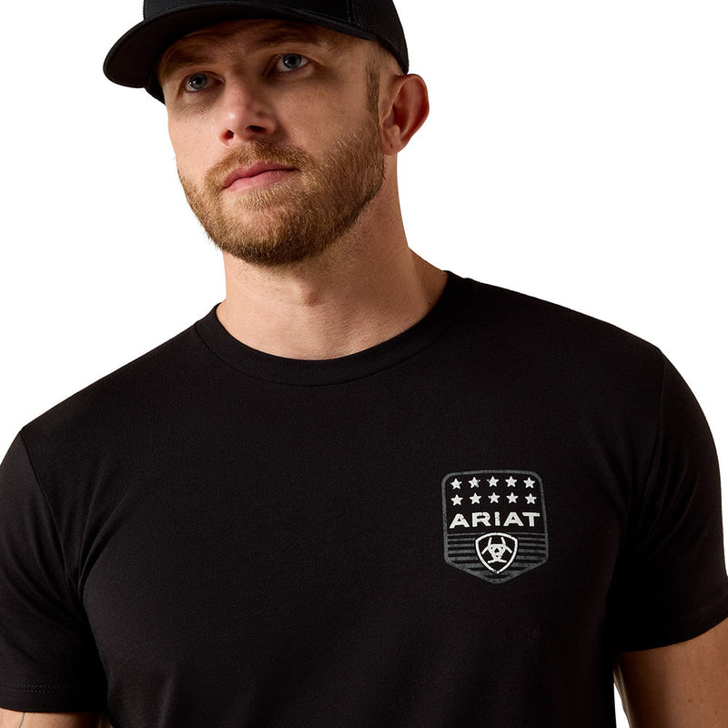 Ariat Men's Stripe Patriotic Badge Black Tee Shirt