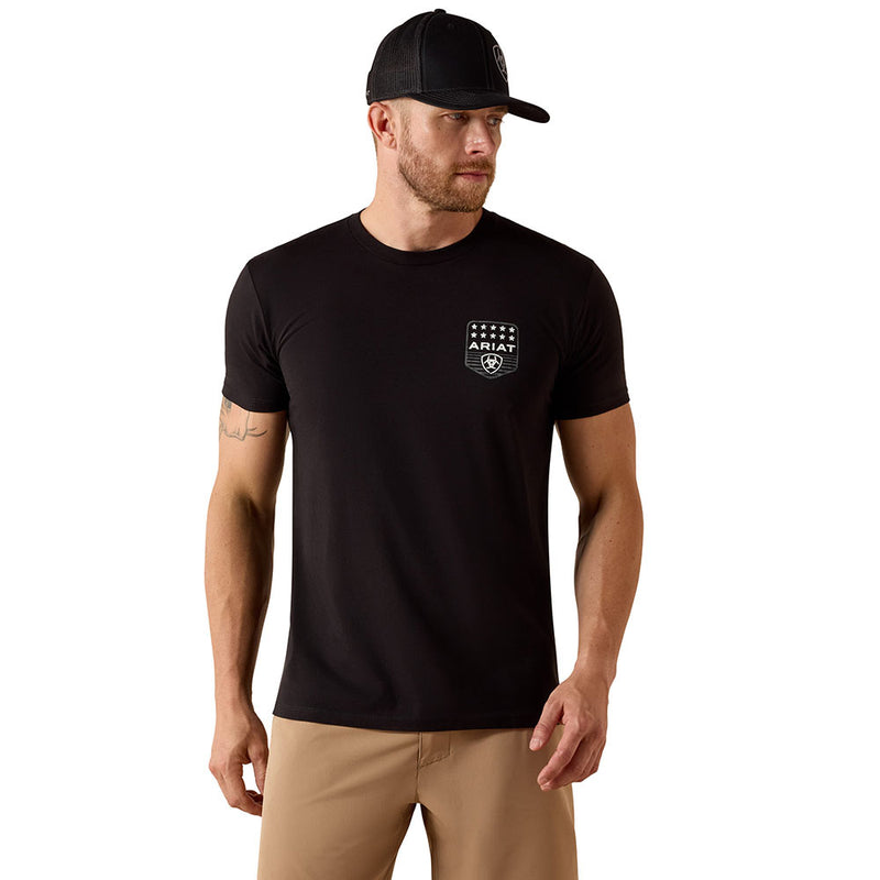 Ariat Men's Stripe Patriotic Badge Black Tee Shirt