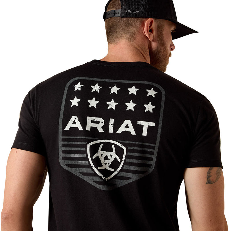 Ariat Men's Stripe Patriotic Badge Black Tee Shirt