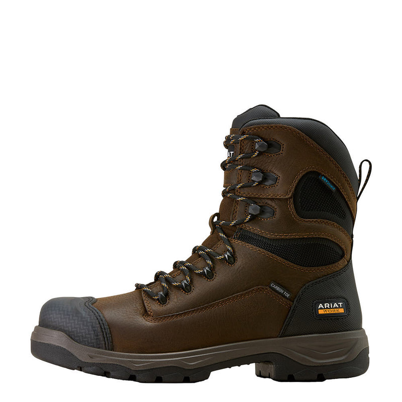 Ariat Men's Turbo DuraTread 8in Waterproof Brown Carbon Round Toe Work Boot