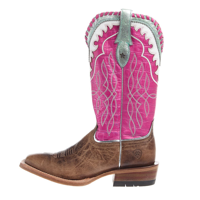 Ariat Women's Riata Fawn Vamp 12in Knockout Pink Boot