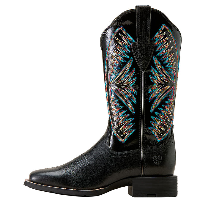 Ariat Women's Round Up Ruidoso Black Vamp 12in Black Patent Top Boot