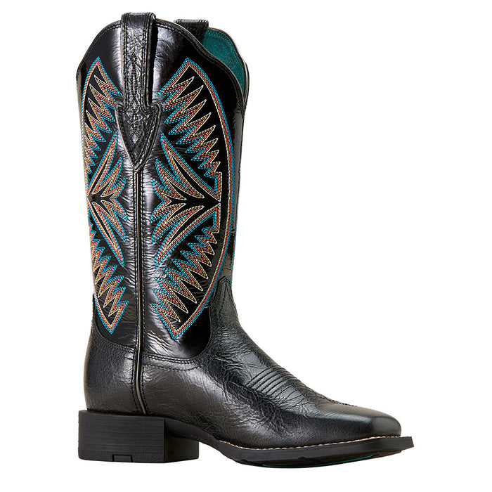 Ariat Women's Round Up Ruidoso Black Vamp 12in Black Patent Top Boot