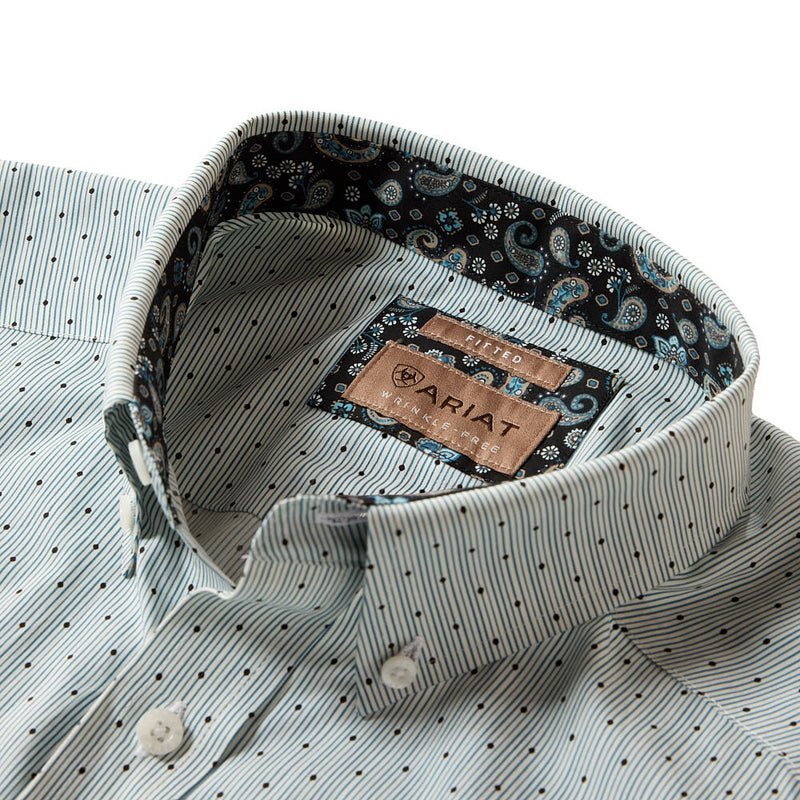 Ariat Men's Wrinkle Free Off White Dot Print Bryton Shirt