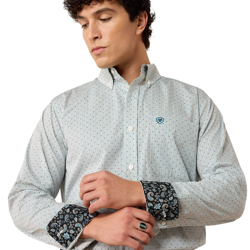 Ariat Men's Wrinkle Free Off White Dot Print Bryton Shirt