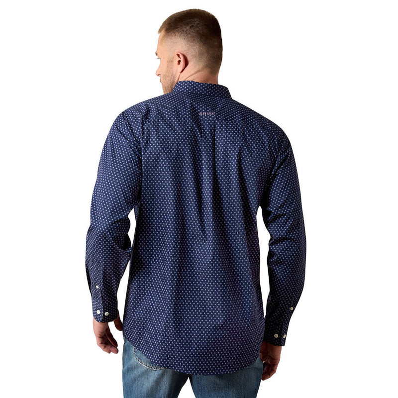 Ariat Men's Maritime Blue Geo Wrinkle Free Shirt