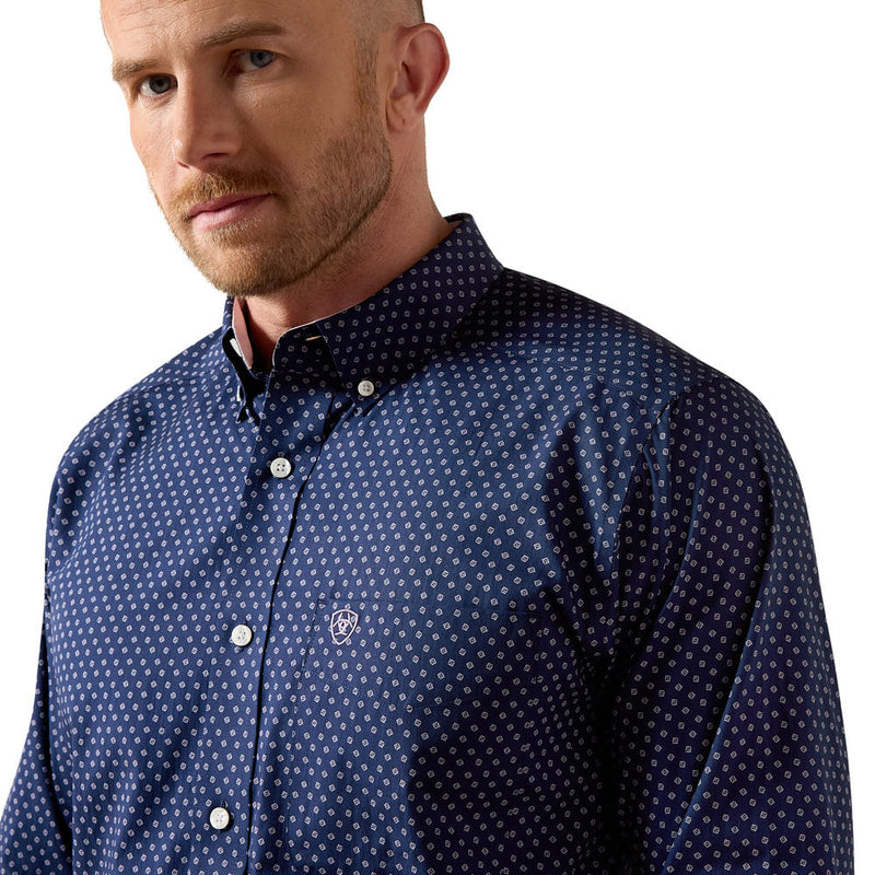 Ariat Men's Maritime Blue Geo Wrinkle Free Shirt