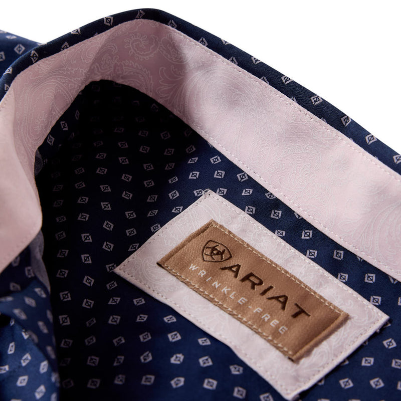 Ariat Men's Maritime Blue Geo Wrinkle Free Shirt