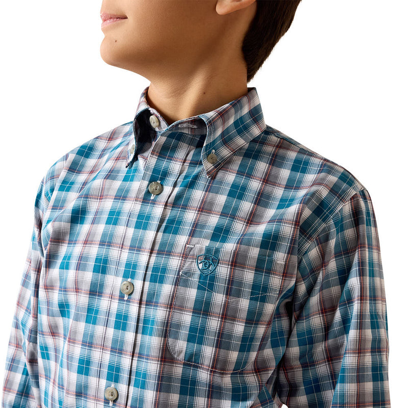 Ariat Boy's Lyons Blue Plaid Pro Series Walter Shirt