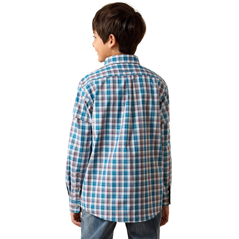 Ariat Boy's Lyons Blue Plaid Pro Series Walter Shirt
