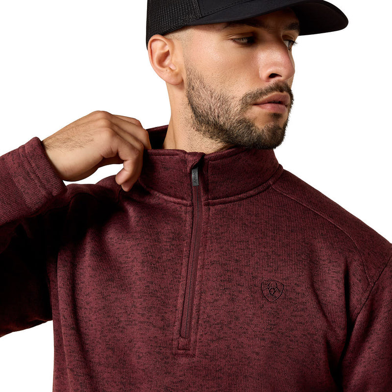 Ariat Men's Red Mahogany Caldwell 1/4 Zip Sweater
