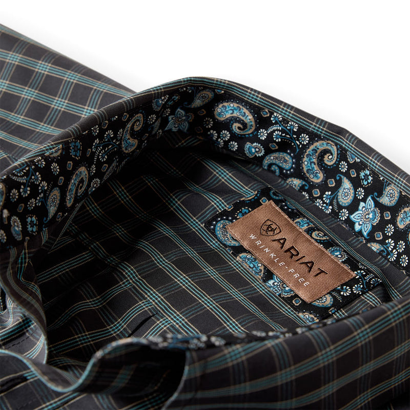 Ariat Men's Wrinkle Free Black Plaid Barbary Shirt