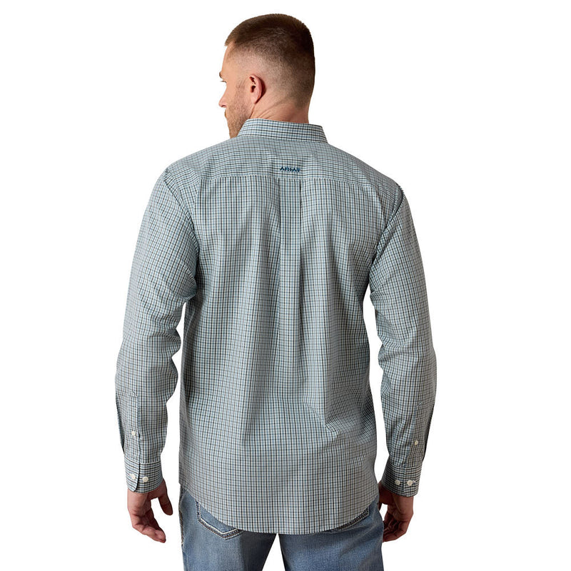 Ariat Men's Wrinkle Free Barclay Blue Steel Plaid Shirt