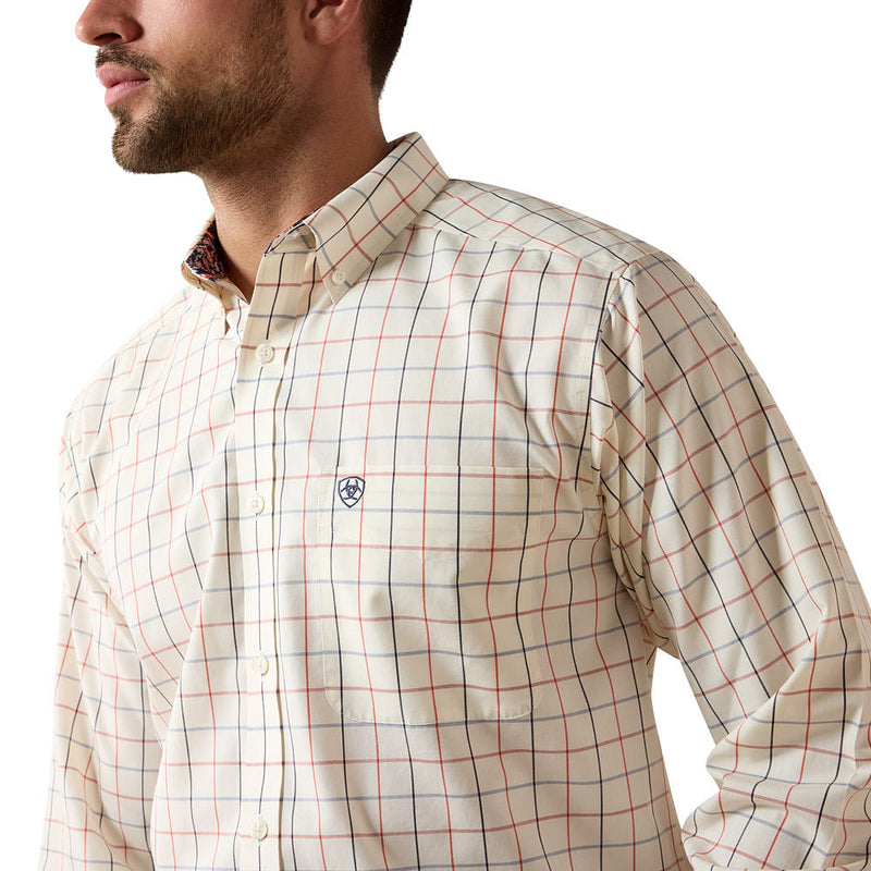 Ariat Men's Wrinkle Free Arctic Wolf West Window Pane Plaid Shirt