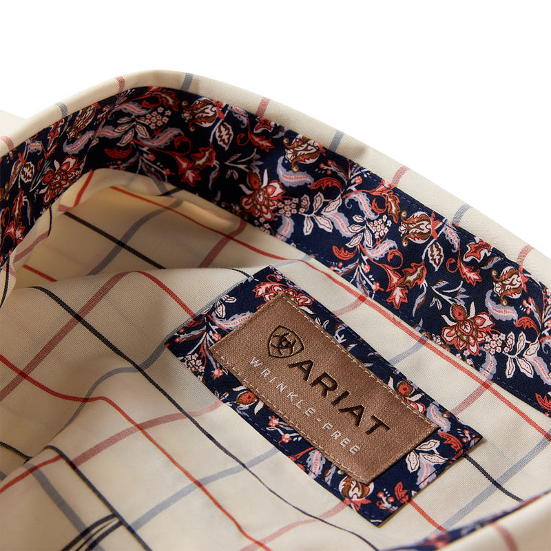 Ariat Men's Wrinkle Free Arctic Wolf West Window Pane Plaid Shirt