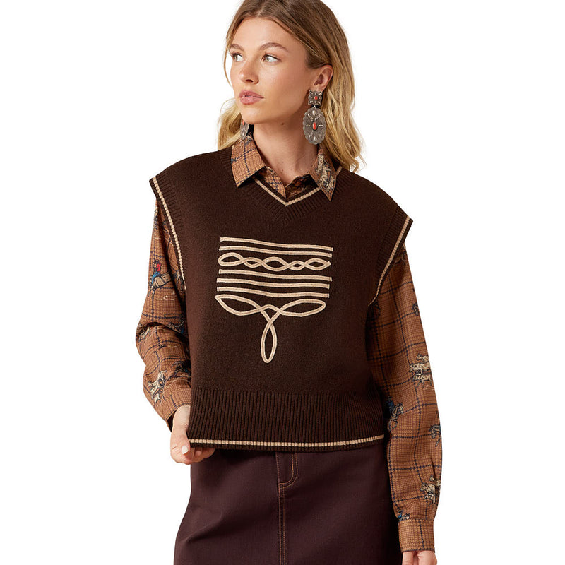Ariat Women's Chicory Coffee Wichita Sweater Vest