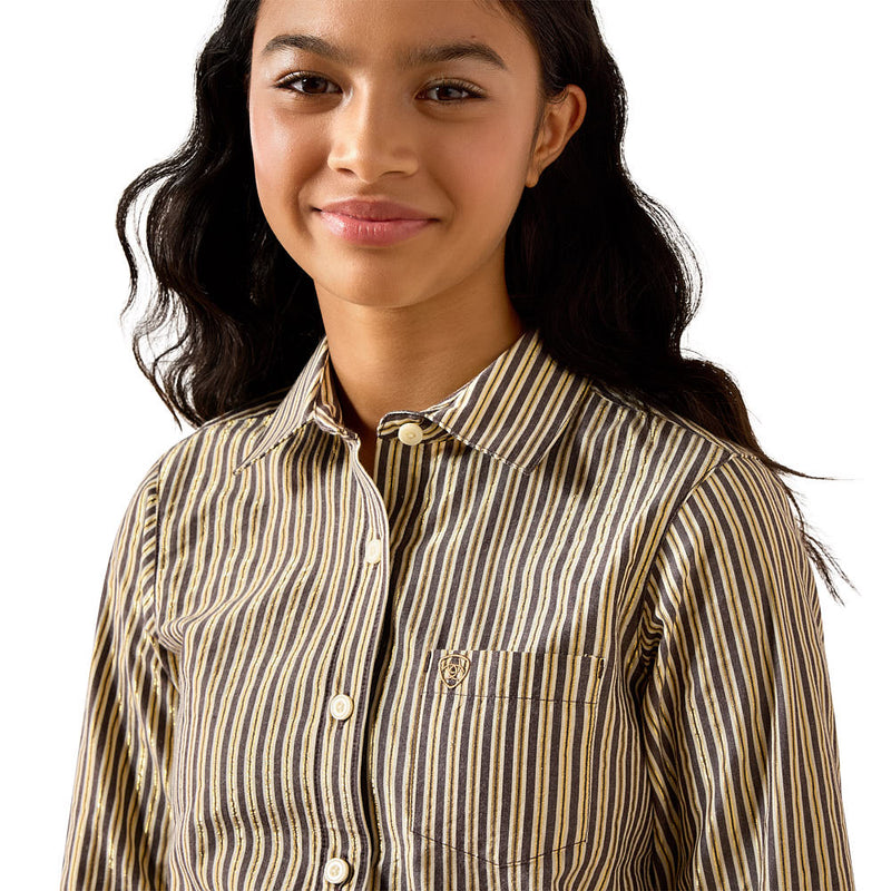 Ariat Girl's Chocolate Stripe Kirby Shirt