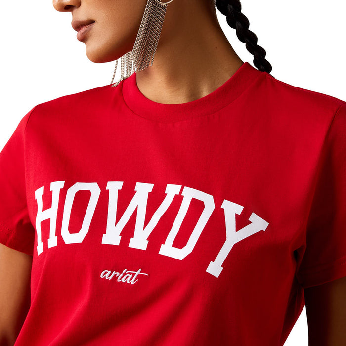Ariat Women's Crimson & White Collegiate Howdy Tee Shirt