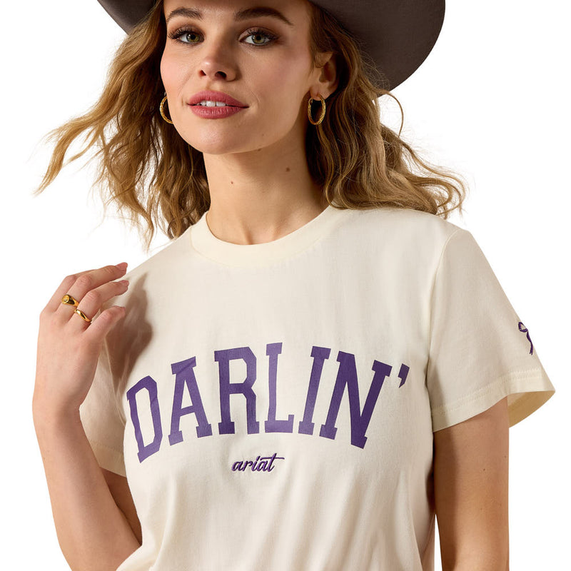 Ariat Women's Cream & Purple Collegiate Darlin' Tee Shirt