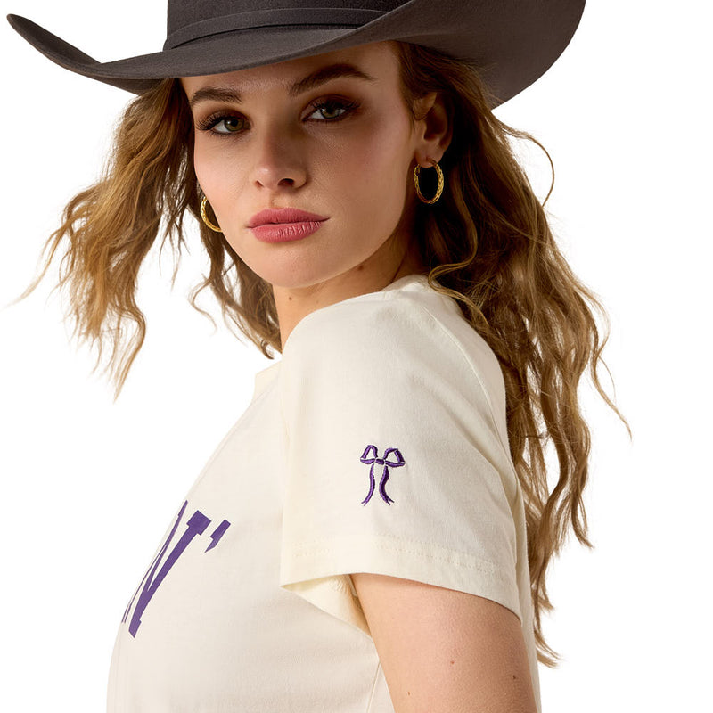 Ariat Women's Cream & Purple Collegiate Darlin' Tee Shirt
